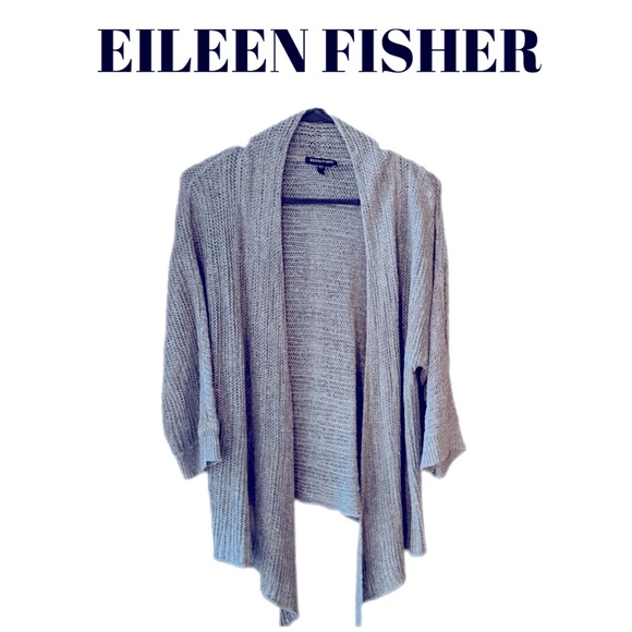 Eileen Fisher Linen/Silk Blend Gray Cardigan - Picture 2 of 10